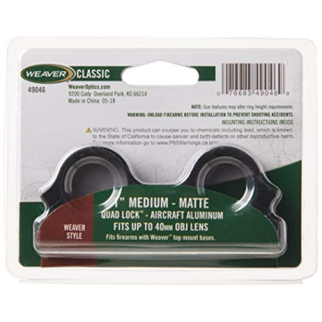 Weaver Quadlock 1-Inch Medium Scope Rings - Durable & Affordable