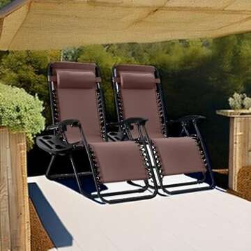 Best Choice Products Set of 2 Adjustable Steel Mesh Zero Gravity Lounge Chair Recliners w/Pillows an...