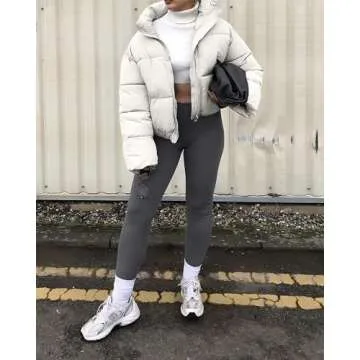 URMOSS Women's Winter Cropped Puffer Jacket - Stylish & Warm