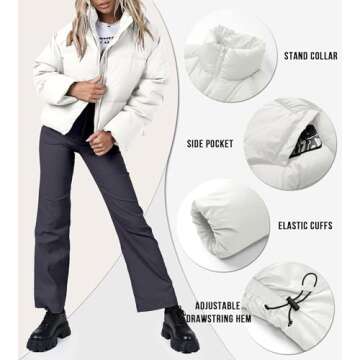 URMOSS Women's Winter Cropped Puffer Jacket - Stylish & Warm