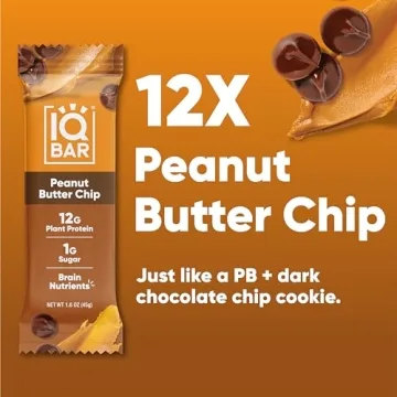 IQBAR Plant Protein Bars - Peanut Butter Chip - 12 Count