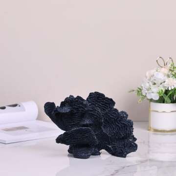 DOVDOV Navy Blue Home Decor Accents, Coral Decor Statues, Coral Reef Decor, Blue Family Room Decor, Coastal Home Decor Living Room Apartment Hotel Office Desktop Decor.