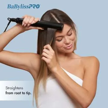 BaBylissPRO Flat Iron Hair Straightener, 1.5" Rootreacher Hair Straightener Iron, Perfect for Close to Scalp, Roots Straightening, All Hair Types, Black