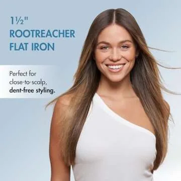 BaBylissPRO Flat Iron Hair Straightener, 1.5" Rootreacher Hair Straightener Iron, Perfect for Close to Scalp, Roots Straightening, All Hair Types, Black