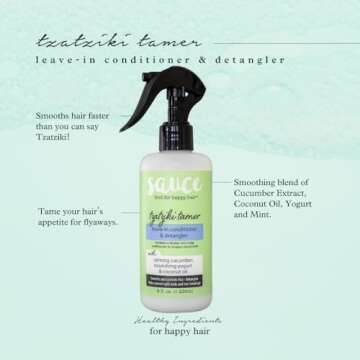SAUCE BEAUTY Leave In Conditioner & Detangler Spray (8 Fl Oz) Tzatziki Leave In Conditioner for Curl...