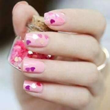 Nail Glitter 12 Boxes Heart Nail Art Flakes Hexagon Confetti Festival Glitter Colorful Chunky Glitters for Hair Face and Eye Make Up Foil Flakes (12Colors,Heart-Shaped)