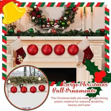 Liliful 4 Pieces 5.9 Inch Large Outdoor Christmas Ornaments Plastic Jumbo Fillable Balls Ornament Big Xmas Tree Hanging Decoration for Home Outside Holiday Lawn Yard Party (Glitter Red)
