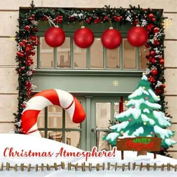 Liliful 4 Pieces 5.9 Inch Large Outdoor Christmas Ornaments Plastic Jumbo Fillable Balls Ornament Big Xmas Tree Hanging Decoration for Home Outside Holiday Lawn Yard Party (Glitter Red)