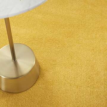 Nourison Essentials Indoor/Outdoor Yellow 4' x Round Area Rug, Easy Cleaning, Non Shedding, Bed Room, Living Room, Dining Room, Backyard, Deck, Patio (4 Round)