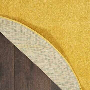 Nourison Essentials Indoor/Outdoor Yellow 4' x Round Area Rug, Easy Cleaning, Non Shedding, Bed Room, Living Room, Dining Room, Backyard, Deck, Patio (4 Round)