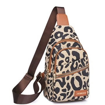 Hiriotin Leopard Print Chest Bag - Stylish Crossbody Sling Backpack with Versatile Use