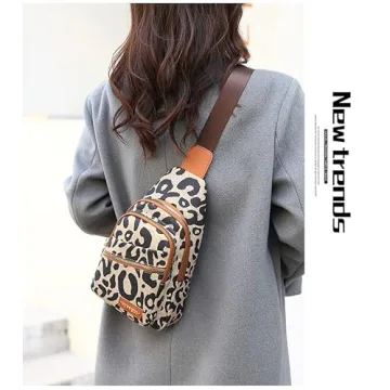 Hiriotin Stylish Leopard Print Chest Bag for Women