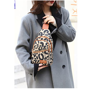 Hiriotin Stylish Leopard Print Chest Bag for Women