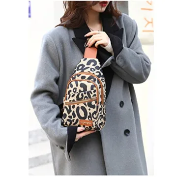 Hiriotin Stylish Leopard Print Chest Bag for Women