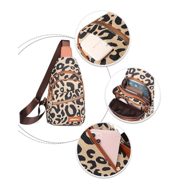 Hiriotin Stylish Leopard Print Chest Bag for Women