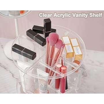 Adoco 360° Rotating Makeup Organizer Countertop,Adjustable Skincare Vanity Organizers Cosmetic Case...