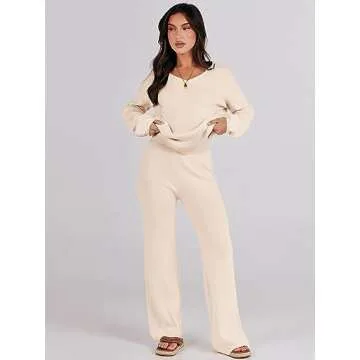 ANRABESS Women Two Piece Sweater Lounge Set - Fashionable Comfort