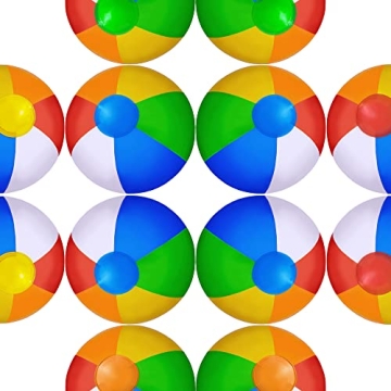 Jishi 12" Beach Balls Bulk 12-Pack - Perfect for Kids, Parties, and Summer Fun
