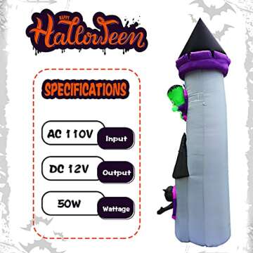 10 Ft Halloween Inflatables Castle Archway Decoration with Ghost Green Weirdo Witch Vampire Bats Black Cat Inflatable LED Lights Blow up Arch Decor Outdoor Lawn Holloween Door Decorations