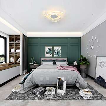 LED Ceiling Light Dimmable Living Room Modern Flower Ceiling Lamp with Remote Control Hanging Lamp, ...