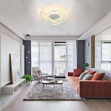 LED Ceiling Light Dimmable Living Room Modern Flower Ceiling Lamp with Remote Control Hanging Lamp, Dining Room Flush Mount Chandelier Acrylic Chic Ceiling Chandeliers Lighting Bedroom (22", White)