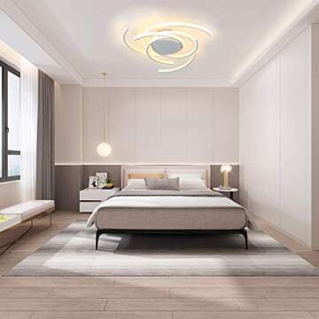 LED Ceiling Light Dimmable Living Room Modern Flower Ceiling Lamp with Remote Control Hanging Lamp, Dining Room Flush Mount Chandelier Acrylic Chic Ceiling Chandeliers Lighting Bedroom (22", White)
