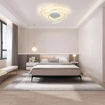 LED Ceiling Light Dimmable Living Room Modern Flower Ceiling Lamp with Remote Control Hanging Lamp, Dining Room Flush Mount Chandelier Acrylic Chic Ceiling Chandeliers Lighting Bedroom (22", White)