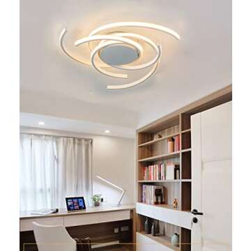 LED Ceiling Light Dimmable Living Room Modern Flower Ceiling Lamp with Remote Control Hanging Lamp, Dining Room Flush Mount Chandelier Acrylic Chic Ceiling Chandeliers Lighting Bedroom (22", White)