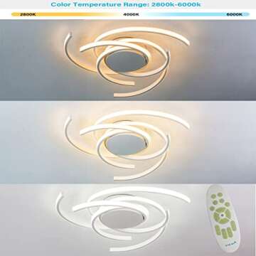 LED Ceiling Light Dimmable Living Room Modern Flower Ceiling Lamp with Remote Control Hanging Lamp, Dining Room Flush Mount Chandelier Acrylic Chic Ceiling Chandeliers Lighting Bedroom (22", White)