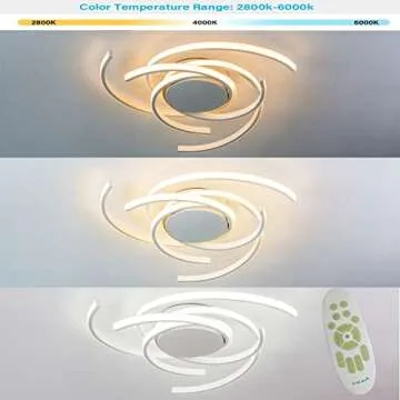 LED Ceiling Light Dimmable Living Room Modern Flower Ceiling Lamp with Remote Control Hanging Lamp, Dining Room Flush Mount Chandelier Acrylic Chic Ceiling Chandeliers Lighting Bedroom (22", White)