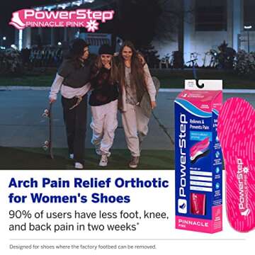 PowerStep Pinnacle Pink Orthotics - Best Arch Support Inserts