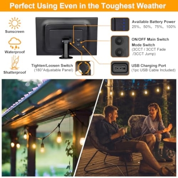 Mlambert Solar String Lights - 48ft Outdoor Remote LED