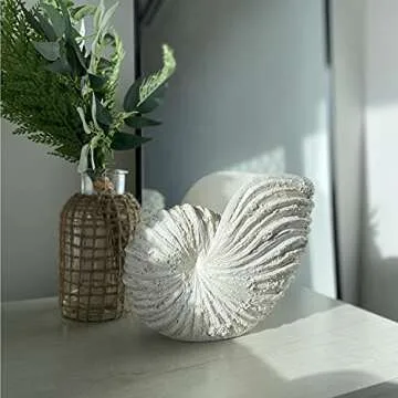 Huey House Nautilus Shell Sculpture - Coastal Decor