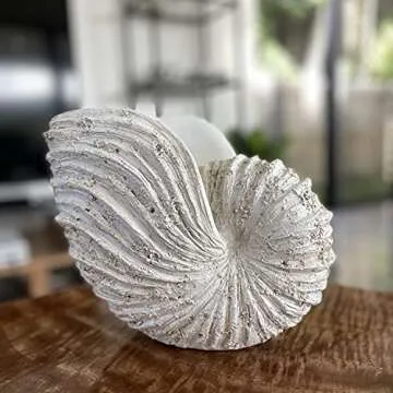 Huey House Nautilus Shell Sculpture - Coastal Decor