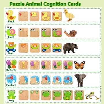 Montessori Toys for 1+ Year Old,Toddler Toys Age 1 2 3 Year Old Boy Girl, Wooden Puzzles for Toddlers 1-3,Learning Educational STEM Sensory Toys,6 Animal Jigsaw Puzzles Games Baby Toys Boy Girl Gifts