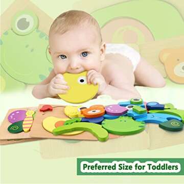 Montessori Toys for 1+ Year Old,Toddler Toys Age 1 2 3 Year Old Boy Girl, Wooden Puzzles for Toddlers 1-3,Learning Educational STEM Sensory Toys,6 Animal Jigsaw Puzzles Games Baby Toys Boy Girl Gifts