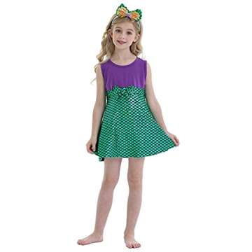 HenzWorld Mermaid Birthday Dress Princess Costume Dress up for Little Girls Halloween Party Cosplay ...