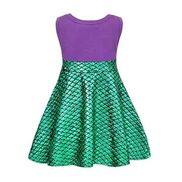 HenzWorld Mermaid Birthday Dress Princess Costume Dress up for Little Girls Halloween Party Cosplay Role Play Bow Skirt 6t, 6-7 Years