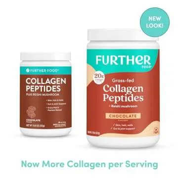 Further Food Chocolate Collagen Peptides Powder, Grass-Fed Pasture-Raised Hydrolyzed Type 1 & 3 Protein, Gut Health + Joint, Hair, Skin, Nails, Paleo Keto Sugar-Free 11.36 oz