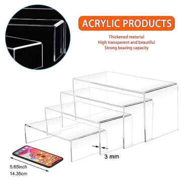 8 Pcs Acrylic Display Risers - Clear Stand for Cupcakes & More
