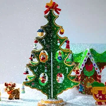 JOYIN Advent Calendar with Wooden Tree and 28 Ornaments