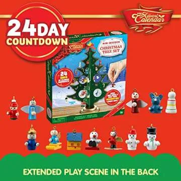 JOYIN Advent Calendar with Wooden Tree and 28 Ornaments