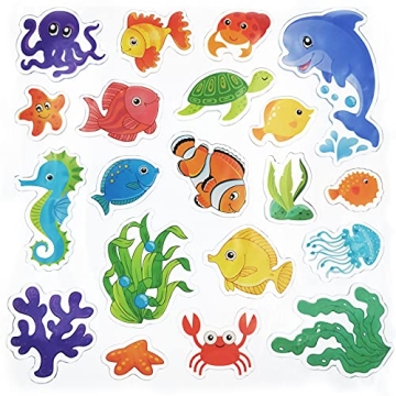 20 Pieces Sea Animals Thick Gel Clings for Kids Fun