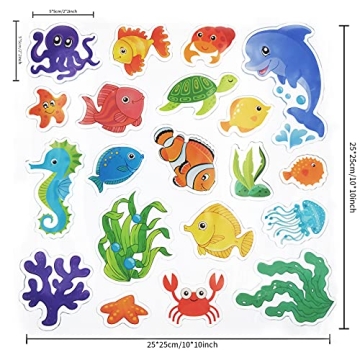 20 Pieces Sea Animals Thick Gel Clings for Kids Fun