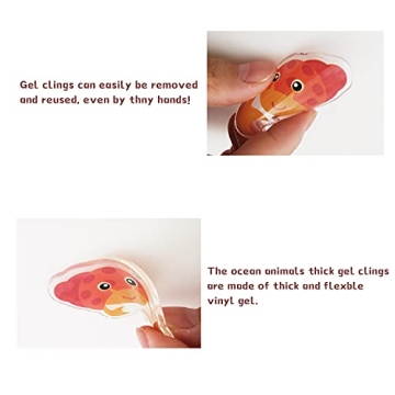 20 Pieces Sea Animals Thick Gel Clings for Kids Fun