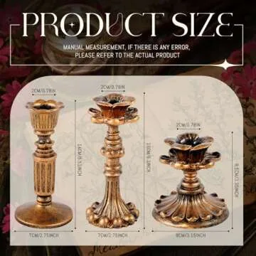 Suclain 6 Pcs Vintage Candlestick Holders Taper Resin Candle Holder Retro Antique Candle Holder Flor...