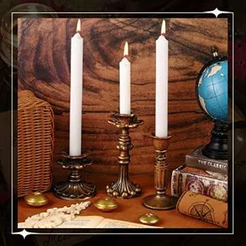 Suclain 6 Pcs Vintage Candlestick Holders Taper Resin Candle Holder Retro Antique Candle Holder Floral Decorative Candle Sticks for Wedding Anniversary Table Fireplace Home Decoration (Bronze)