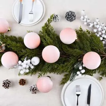 Pink Velvet Christmas Ornaments - Shatterproof Decor Pack of 9