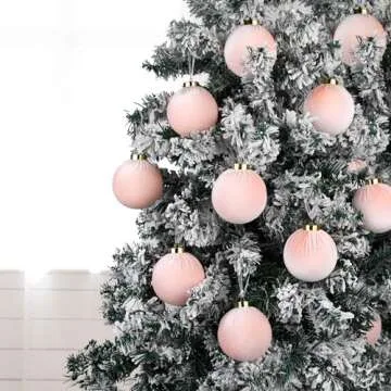 Pink Velvet Christmas Ornaments - Shatterproof Decor Pack of 9