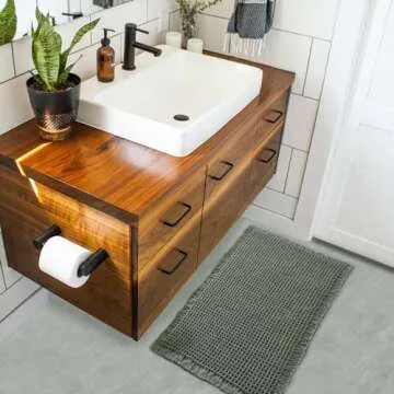 ZALL Waffle Bath Mat,Super Absorbent Non Slip Bathroom Rug,Dark Green 18x30inch,Machine Washable Ultra Soft Floor Mats